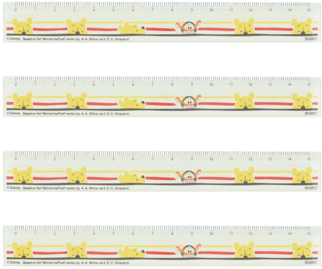 sun-star 小熊維尼直尺 15cm, 維尼與跳跳虎, 4個
