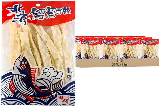 北海 鱈魚香絲 寬條, 38g, 25包