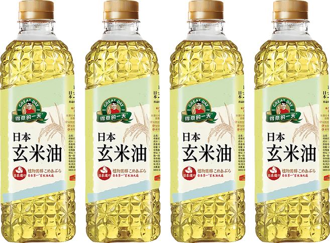 得意的一天 日本玄米油 日本玄米油大廠 高溫烹調適用, 600ml, 4瓶