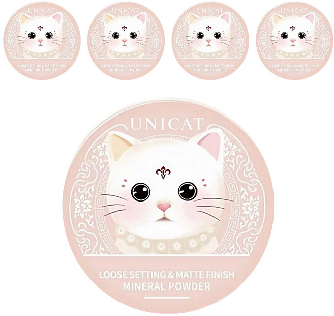 UNICAT 變臉貓 柔焦毛孔礦物控油蜜粉 10g, 象牙白色, 5個