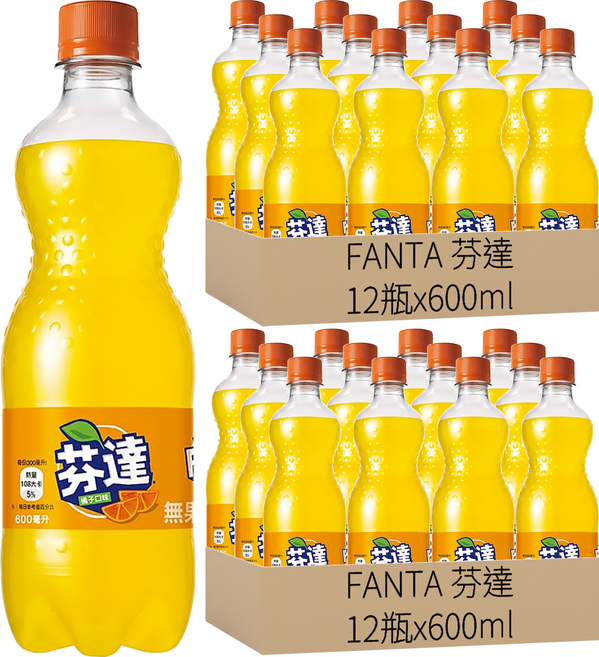 FANTA 芬達 橘子汽水, 600ml, 24瓶