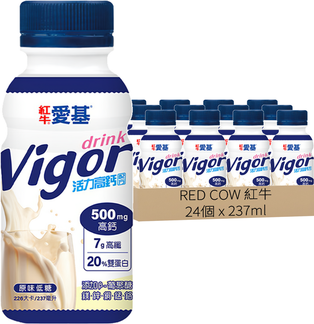 RED COW 紅牛 愛基 活力高鈣配方 原味低糖, 237ml, 24瓶