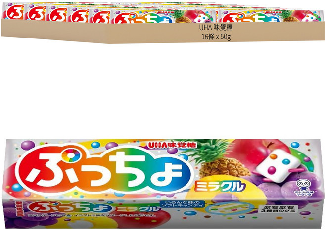 UHA 味覺糖 普超條糖 綜合水果味, 50g, 16條