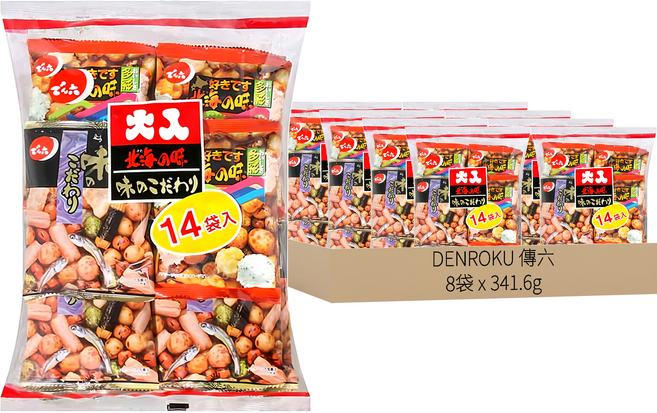 DENROKU 傳六 二色綜合豆果子, 341.6g, 8袋
