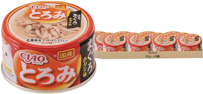 INABA CIAO 啾嚕 多樂米濃湯罐, 雞肉 + 鮪魚 + 干貝, 80g, 48罐