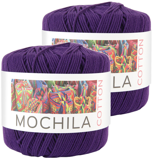 brandyarn Mochila系列 棉針織線 深紫色 100%優質棉 200公尺, 2捲