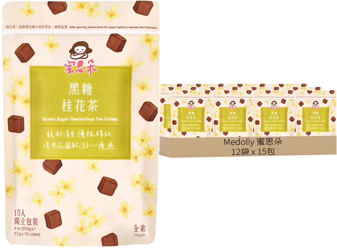 Medolly 蜜思朵 黑糖桂花茶, 17g, 15包, 12袋
