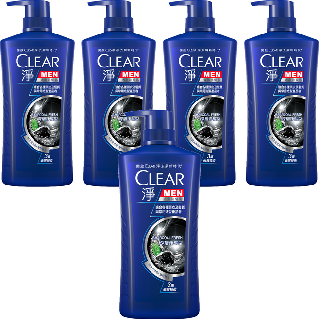CLEAR 淨 深層淨碳型 男士去屑洗髮乳, 750g, 5瓶