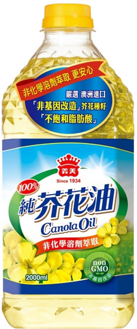 義美 100%純芥花油, 2L, 1桶