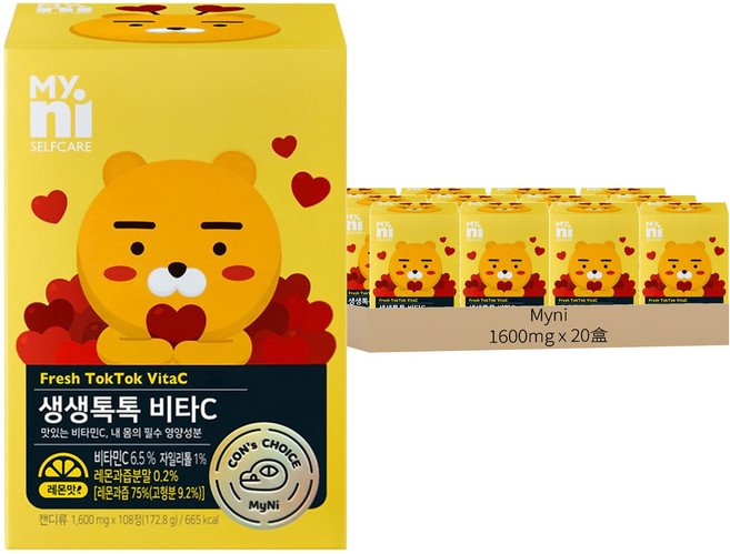Myni Fresh Tok Tok 維他命C片, 108顆, 1600mg, 20盒