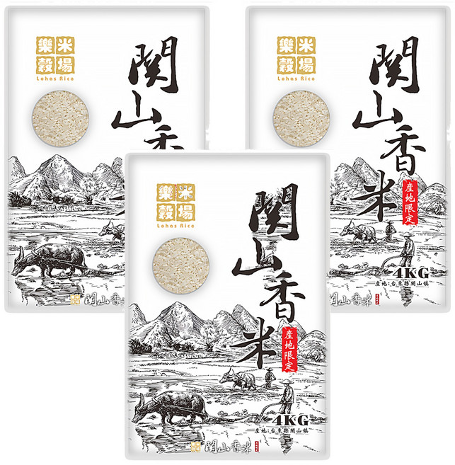 樂米穀場 關山香米 台東關山產, CNS二等, 4kg, 3包