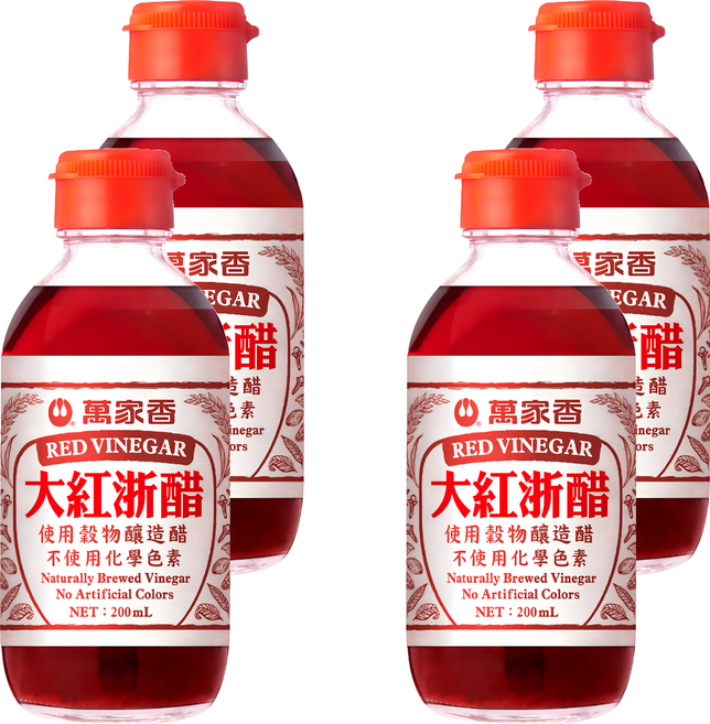 萬家香 大紅浙醋, 4個, 200ml