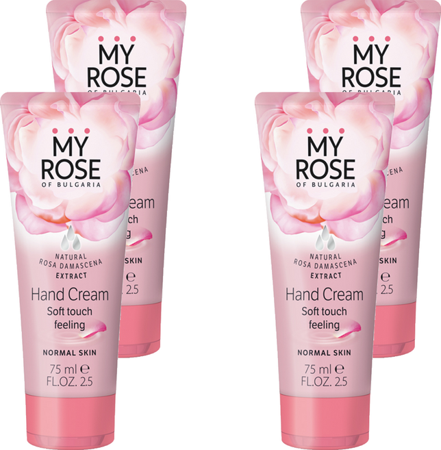 MY ROSE OF BULGARIA 柔嫩護手霜 大馬士革玫瑰香, 75ml, 4個