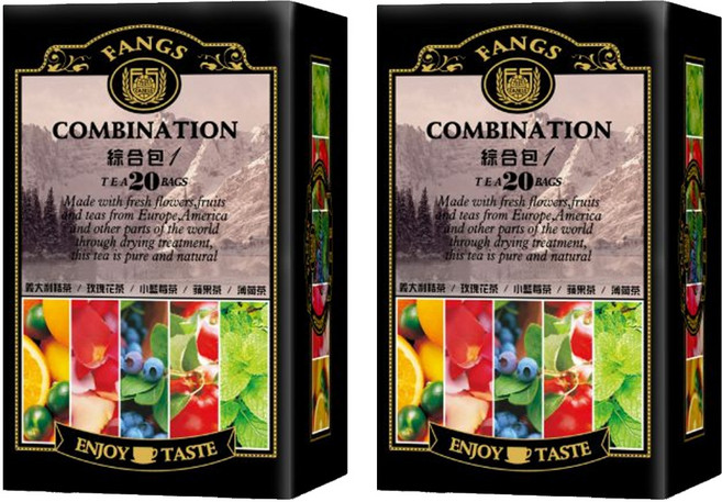 FANGS 方氏 綜合包1 2g 20包, 義大利桔 玫瑰花 小藍莓 蘋果 薄荷茶, 2盒