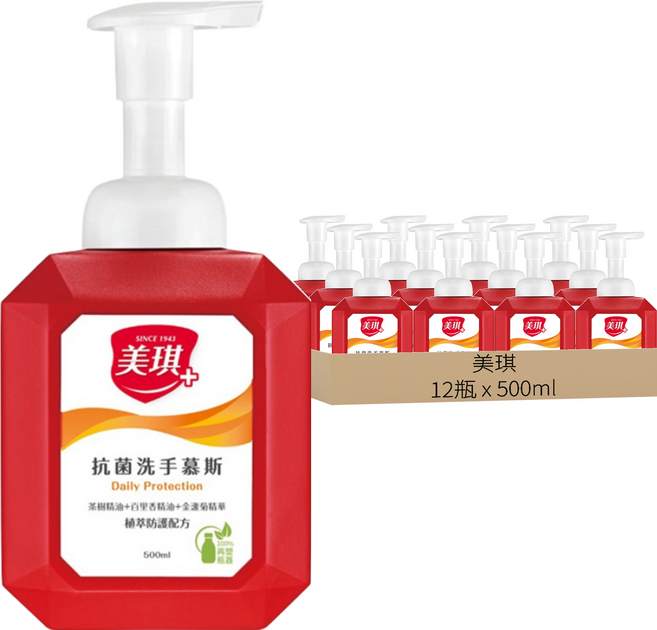 美琪 抗菌洗手慕斯, 500ml, 12瓶