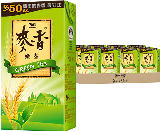 統一 麥香 綠茶, 300ml, 24入