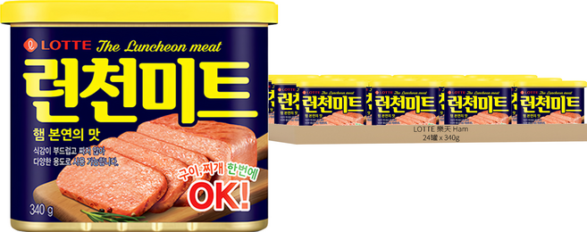 LOTTE 樂天 Ham 午餐肉, 340g, 24罐