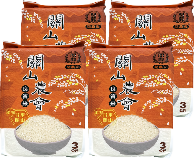 關山鎮農會 良質米 白米, CNS一等, 3kg, 4包