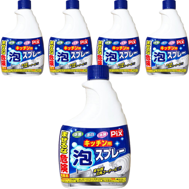 Lion Chemical 獅子化學 廚房除菌漂白消臭泡沫噴霧補充瓶, 400g, 5瓶