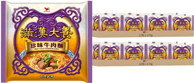 統一 滿漢大餐 珍味牛肉麵 173g, 24包