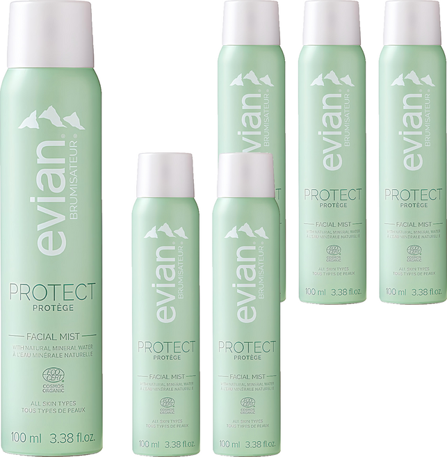 evian 依雲 超導活膚礦泉噴霧 淨化隔離, 6瓶, 100ml