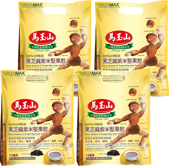 馬玉山 黑芝麻紫米堅果飲, 30g, 12包, 4袋