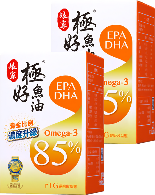 娘家 極好85%魚油軟膠囊, 60顆, 0.85g, 2盒
