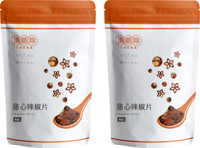 頂膳珍 雞心辣椒片, 80g, 2包