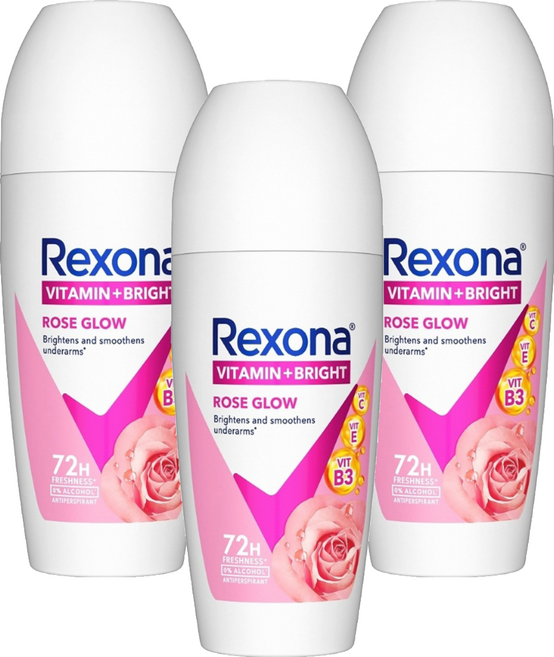 Rexona 蕊娜 制汗爽身香體露 完美透亮玫瑰, 45ml, 3瓶
