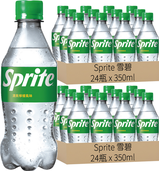 Sprite 雪碧 清爽檸檬風味 透明氣泡 沁涼解渴 不含咖啡因, 350ml, 48瓶