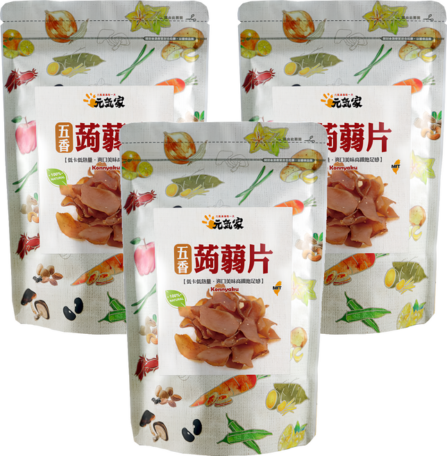 元氣家 高纖五香蒟蒻片, 200g, 3包