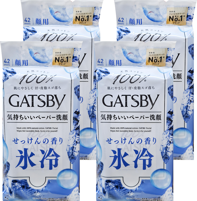 GATSBy 潔面濕紙巾 超值包 沁涼皂香, 4包