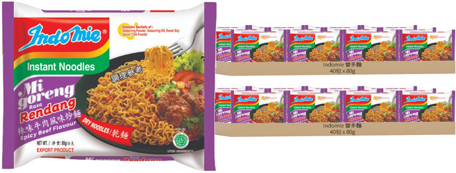Indomie 營多麵 辣味牛肉風味炒麵 80g, 80包