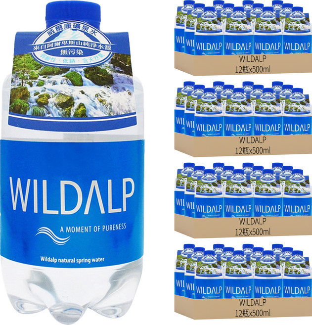 WILDALP 奧地利天然礦泉水, 500ml, 48瓶