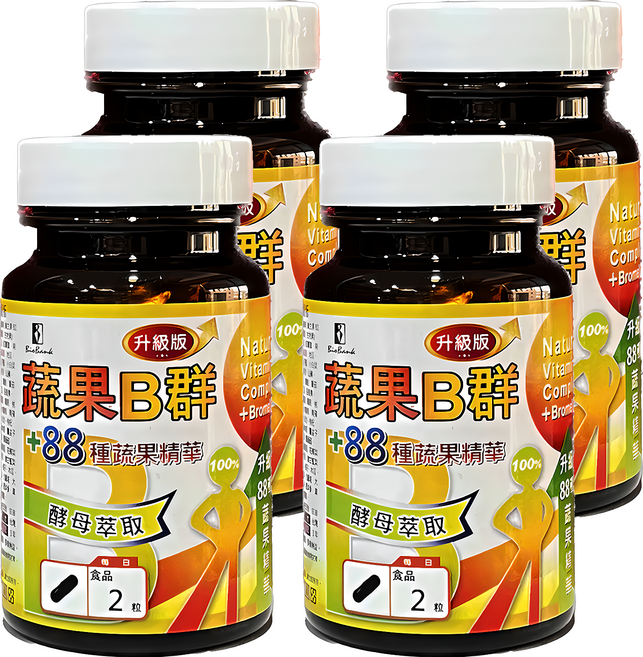 BioBank 大金宏醫 全新B群88種蔬果酵素升級版 含酵母萃取 鳳梨酵素 蔬果精華, 30顆, 15g, 4罐