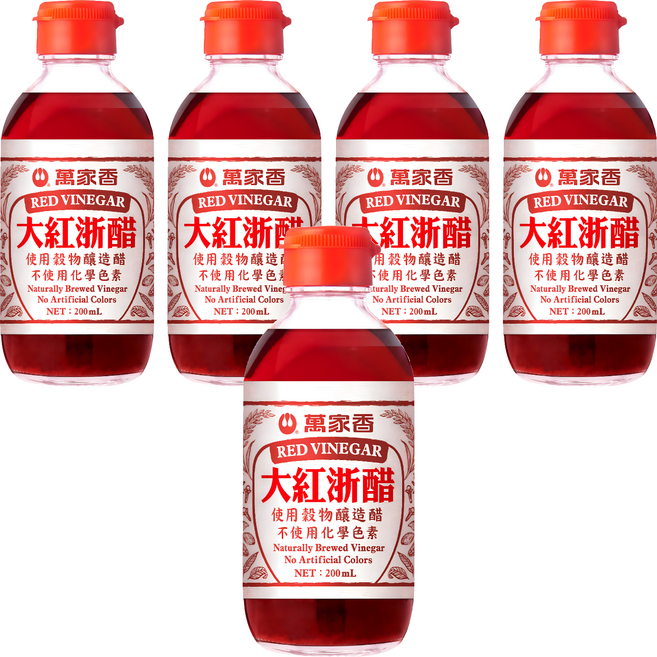 萬家香 大紅浙醋, 5個, 200ml