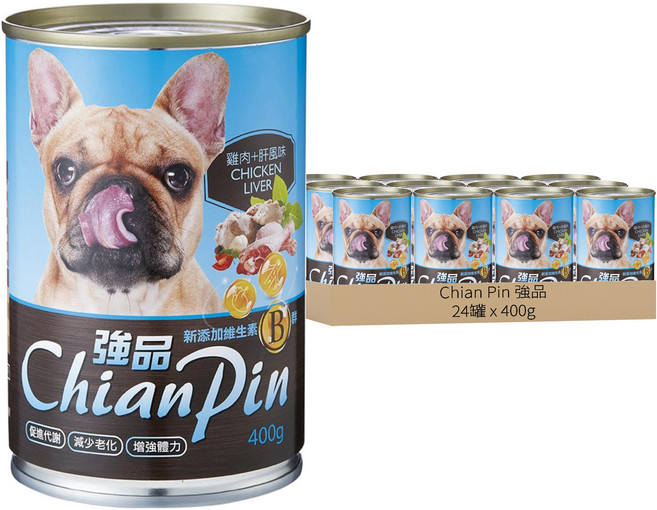Chian Pin 強品 犬餐罐, 肝 + 雞肉, 400g, 24罐