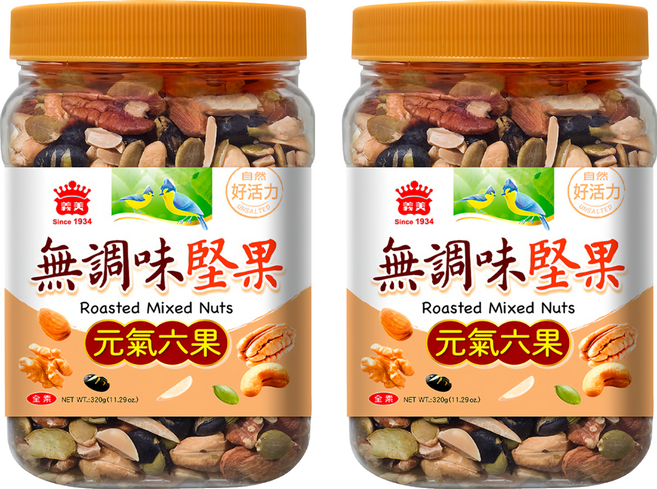義美 無調味堅果 元氣六果, 320g, 2罐