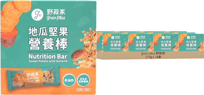 grain plus 野菽家 營養棒 地瓜堅果 7條, 175g, 18盒