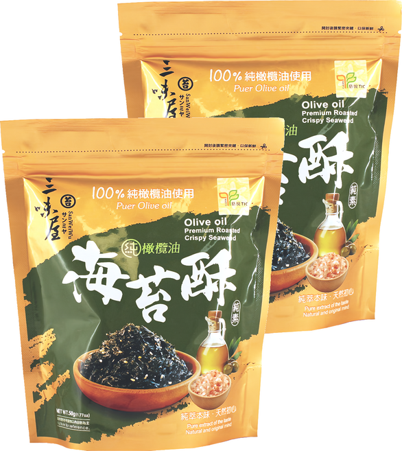 三味屋 100%純橄欖油海苔酥, 50g, 2包
