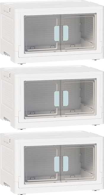 雙開門摺疊收納箱, 藍色, 3個