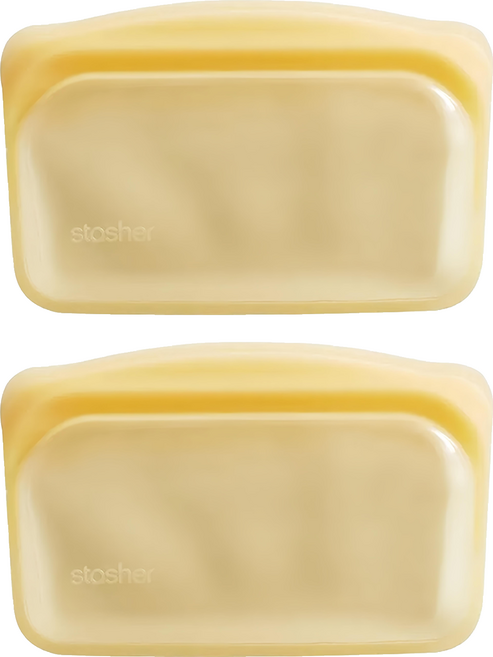 stasher 長形矽膠密封袋 黃色, 17.7 x 12.8cm, 1入, 2個