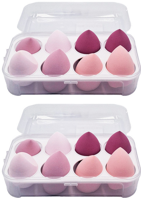 拍平方 美妝蛋 8顆, 纓花粉, 2盒