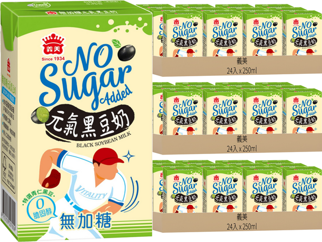 義美 無糖元氣黑豆奶, 250ml, 72入
