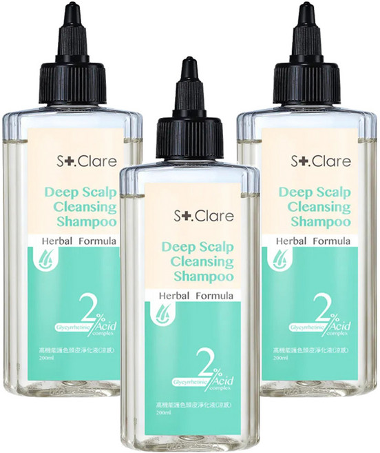 St.Clare 聖克萊爾 高機能護色頭皮淨化液 深層清潔、鎖色護髮 草本配方 男女適用, 3瓶, 200ml