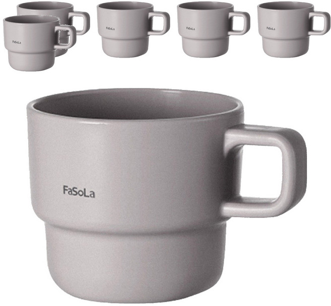 FaSoLa 淡雅系創意疊疊漱口杯 320ml 灰色, 6個