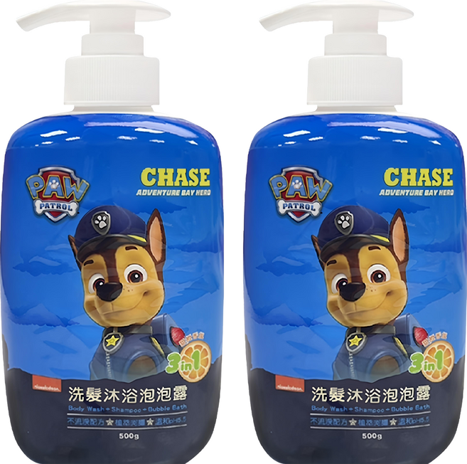 PAW PATROL 汪汪隊立大功 兒童洗髮沐浴泡泡露 甜橙香氛, 500g, 2瓶