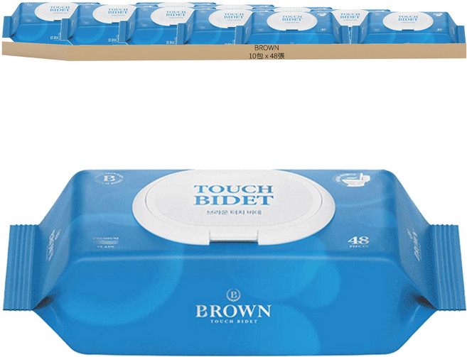BROWN Touch 低刺激性掀蓋型濕式衛生紙, 55g, 1入, 10包