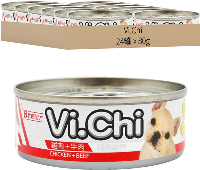 Vi.Chi 經典 犬罐, 24罐, 80g, 雞肉 + 牛肉