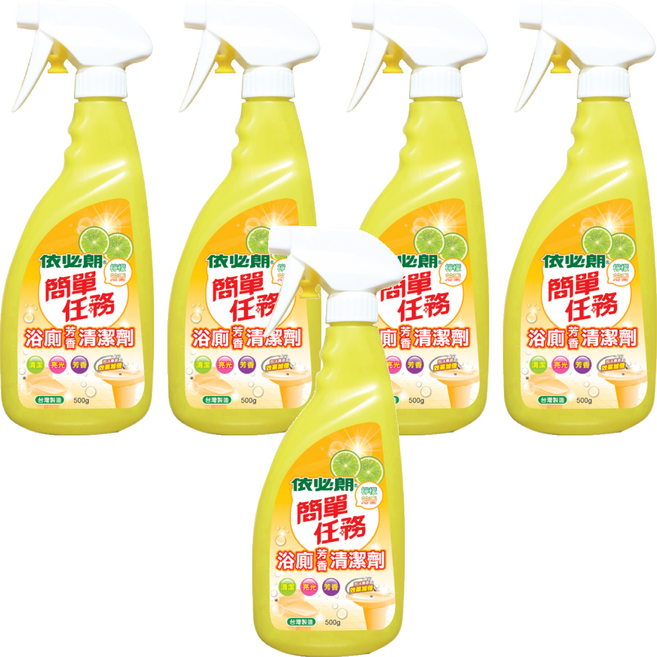 依必朗 簡單任務浴廁芳香清潔劑 檸檬芳香 高濃縮保新配方 中性配方, 500g, 5瓶